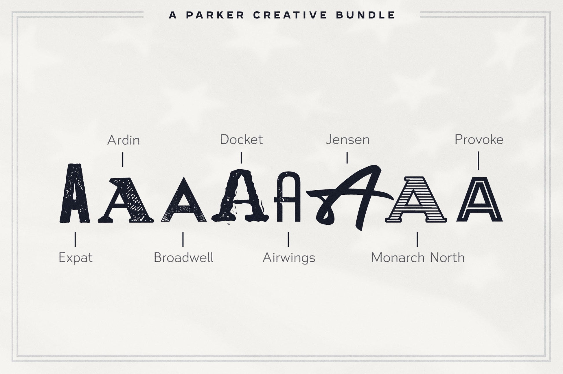 8 distinct typefaces included