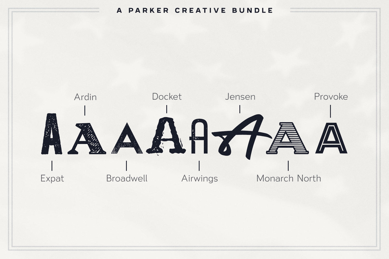 8 distinct typefaces included
